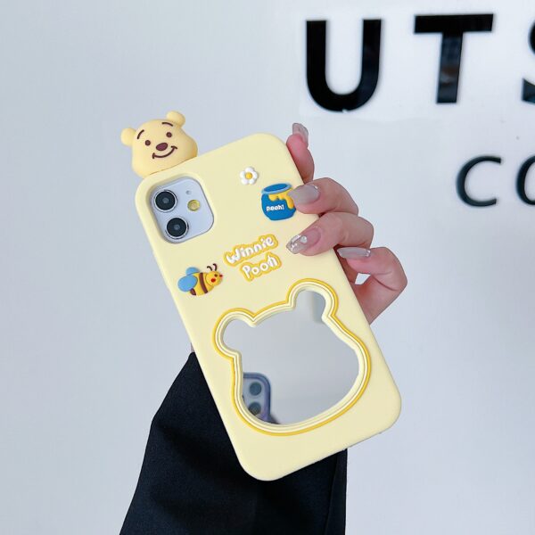Cute Bear Shape Mirror Silicone iPhone Case