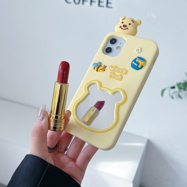 Cute Bear Shape Mirror Silicone iPhone Case