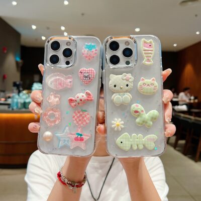 Glitter Decor 3D Cute Toy iPhone Case