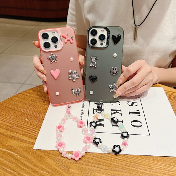 Matte 3D Charm Hard iPhone Case with Bracelet