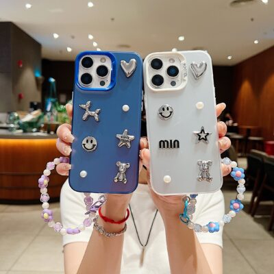 Matte 3D Charm Hard iPhone Case with Bracelet