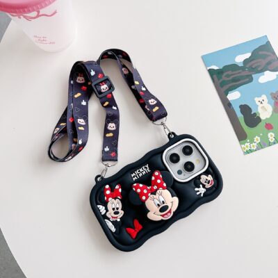 Minnie Cartoon iPhone Case with Shoulder Strap for iphone 16