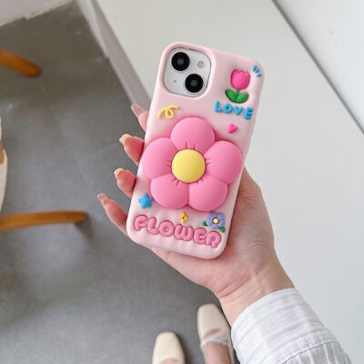 Spring Flower Stand Silicone Soft iPhone Case