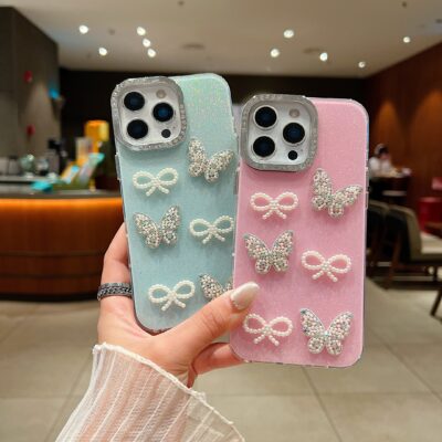 Glitter Bow and Butterfly iPhone Case
